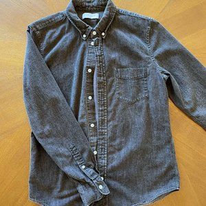 Dark Grey Everlane Denim Button Up Shirt